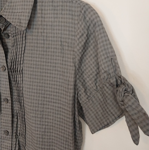 Anthropologie Fei Shirt Dress Green Grey Gingham Checked Size Small - Picture 3 of 6
